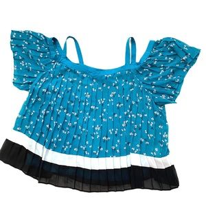 Lane Bryant Top Blouse Cold Shoulder Teal